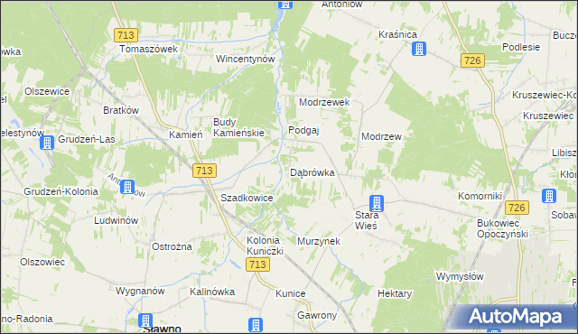 mapa Dąbrówka gmina Sławno, Dąbrówka gmina Sławno na mapie Targeo