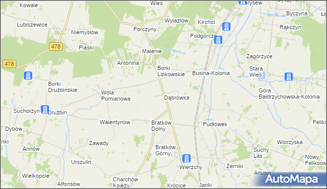 mapa Dąbrówka gmina Zadzim, Dąbrówka gmina Zadzim na mapie Targeo