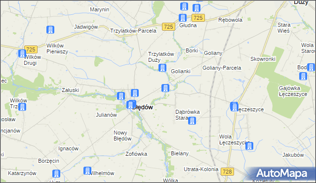 mapa Dąbrówka Nowa gmina Błędów, Dąbrówka Nowa gmina Błędów na mapie Targeo