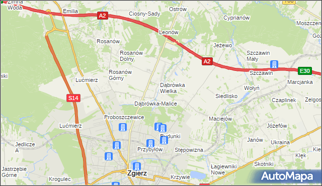 mapa Dąbrówka-Sowice, Dąbrówka-Sowice na mapie Targeo