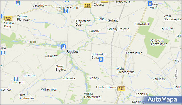 mapa Dąbrówka Stara, Dąbrówka Stara na mapie Targeo