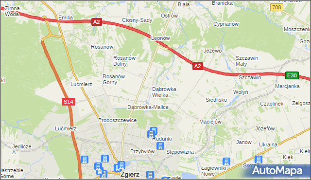 mapa Dąbrówka-Strumiany, Dąbrówka-Strumiany na mapie Targeo