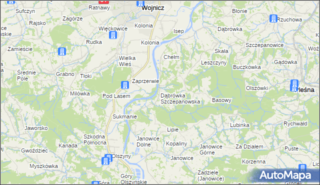 mapa Dąbrówka Szczepanowska, Dąbrówka Szczepanowska na mapie Targeo