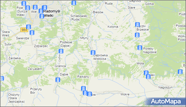 mapa Dąbrówka Wisłocka, Dąbrówka Wisłocka na mapie Targeo