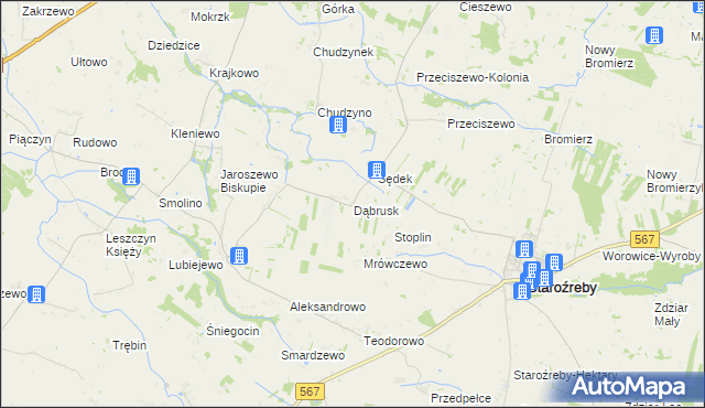 mapa Dąbrusk, Dąbrusk na mapie Targeo