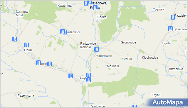 mapa Dalborowice, Dalborowice na mapie Targeo