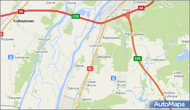 mapa Daleszewo, Daleszewo na mapie Targeo