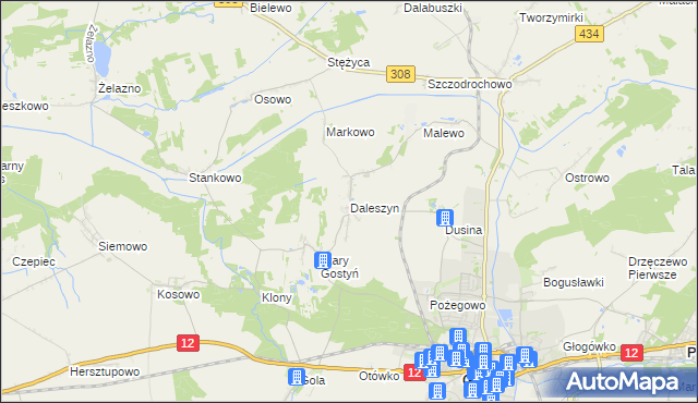 mapa Daleszyn, Daleszyn na mapie Targeo