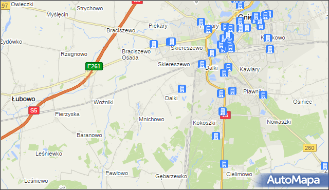 mapa Dalki, Dalki na mapie Targeo