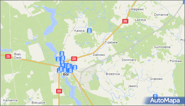 mapa Dalkowo gmina Biały Bór, Dalkowo gmina Biały Bór na mapie Targeo
