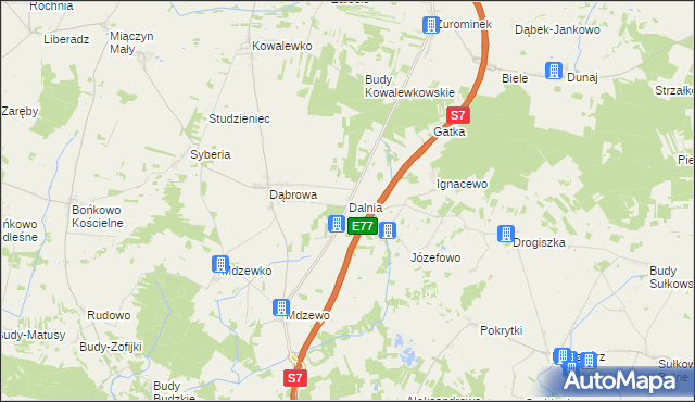 mapa Dalnia gmina Strzegowo, Dalnia gmina Strzegowo na mapie Targeo