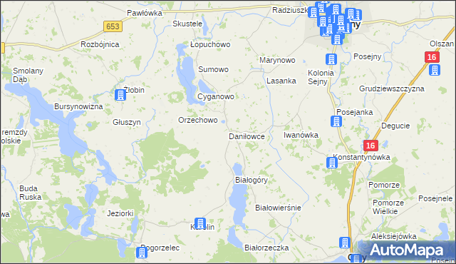 mapa Daniłowce, Daniłowce na mapie Targeo