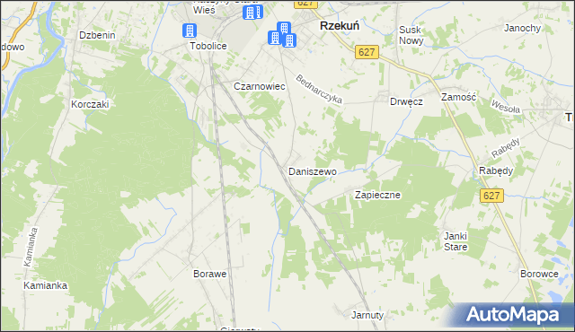 mapa Daniszewo gmina Rzekuń, Daniszewo gmina Rzekuń na mapie Targeo