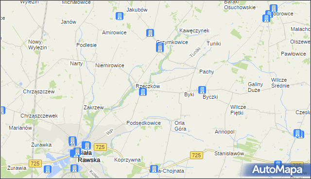 mapa Dańków gmina Biała Rawska, Dańków gmina Biała Rawska na mapie Targeo