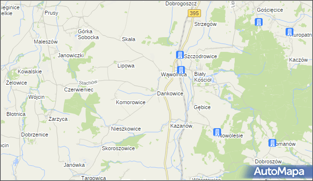 mapa Dankowice gmina Strzelin, Dankowice gmina Strzelin na mapie Targeo