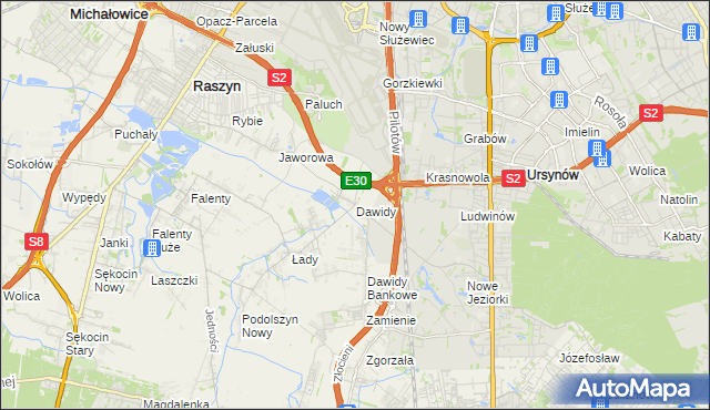 mapa Dawidy gmina Raszyn, Dawidy gmina Raszyn na mapie Targeo