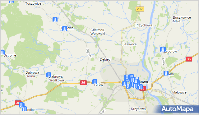 mapa Dębiec gmina Ścinawa, Dębiec gmina Ścinawa na mapie Targeo