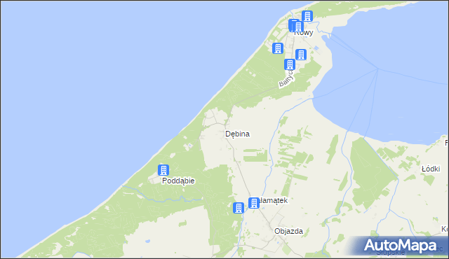 mapa Dębina gmina Ustka, Dębina gmina Ustka na mapie Targeo