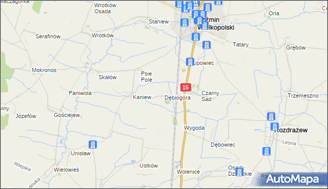 mapa Dębiogóra, Dębiogóra na mapie Targeo