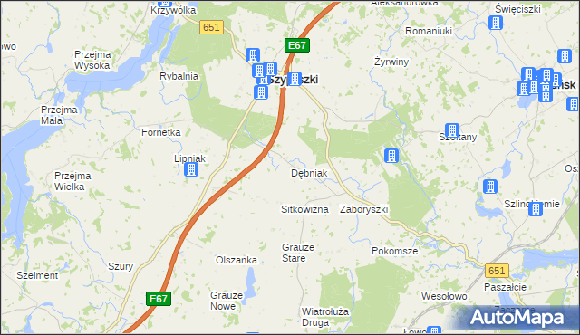 mapa Dębniak gmina Szypliszki, Dębniak gmina Szypliszki na mapie Targeo