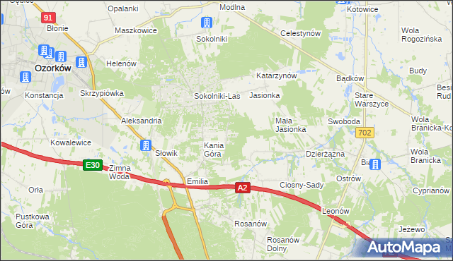 mapa Dębniak gmina Zgierz, Dębniak gmina Zgierz na mapie Targeo