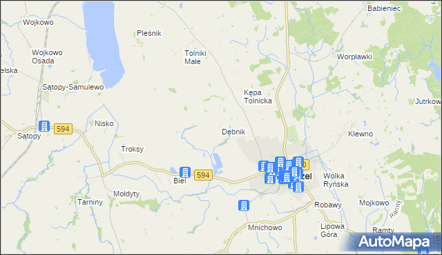 mapa Dębnik gmina Reszel, Dębnik gmina Reszel na mapie Targeo