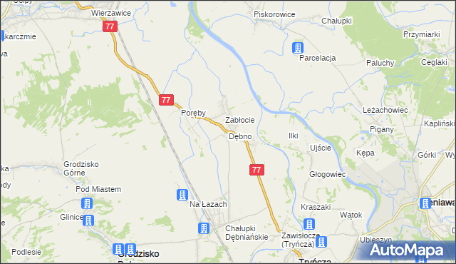 mapa Dębno gmina Leżajsk, Dębno gmina Leżajsk na mapie Targeo