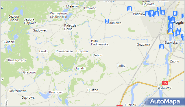 mapa Dębno gmina Mogilno, Dębno gmina Mogilno na mapie Targeo