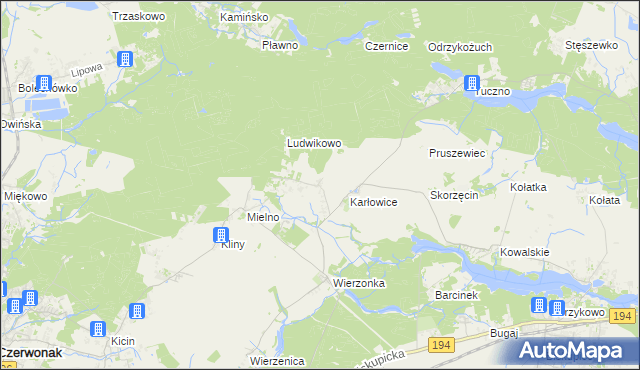 mapa Dębogóra gmina Czerwonak, Dębogóra gmina Czerwonak na mapie Targeo