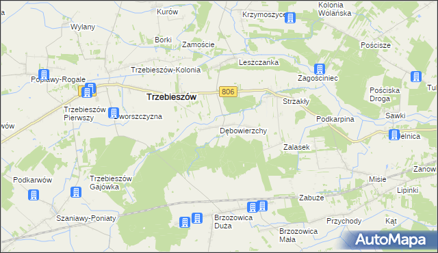 mapa Dębowierzchy, Dębowierzchy na mapie Targeo