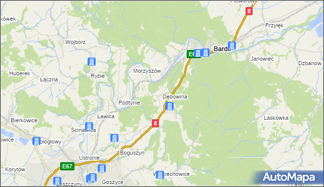 mapa Dębowina, Dębowina na mapie Targeo