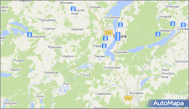 mapa Delowo, Delowo na mapie Targeo