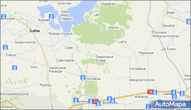 mapa Deszkowice Drugie, Deszkowice Drugie na mapie Targeo