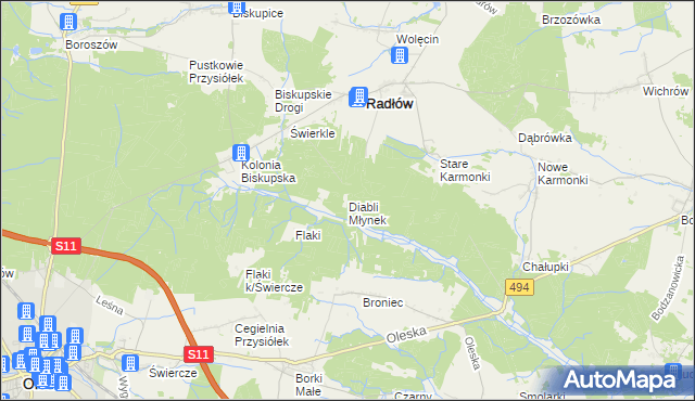 mapa Diabli Młynek, Diabli Młynek na mapie Targeo