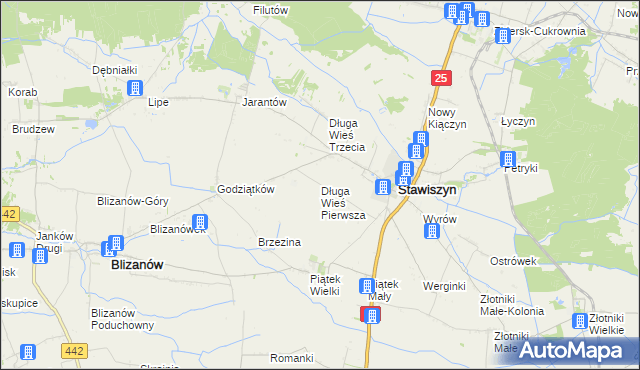 mapa Długa Wieś Pierwsza, Długa Wieś Pierwsza na mapie Targeo