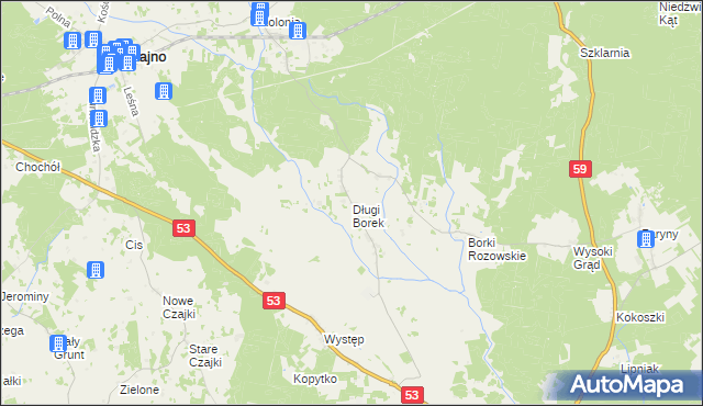 mapa Długi Borek, Długi Borek na mapie Targeo