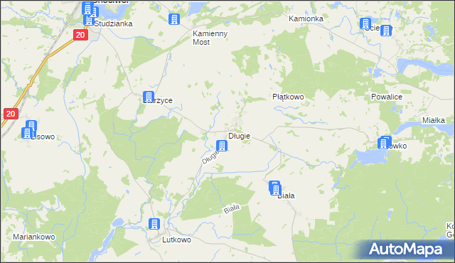 mapa Długie gmina Chociwel, Długie gmina Chociwel na mapie Targeo