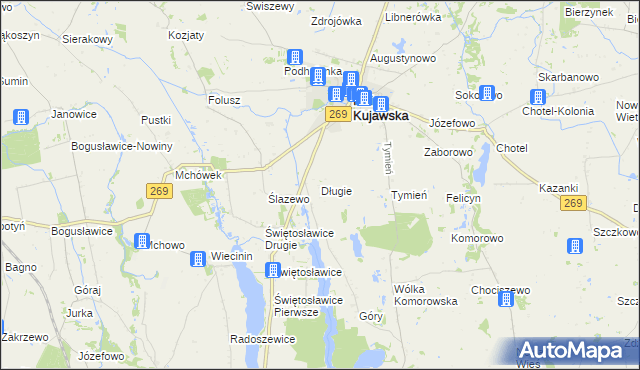 mapa Długie gmina Izbica Kujawska, Długie gmina Izbica Kujawska na mapie Targeo