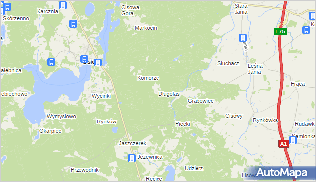 mapa Długolas, Długolas na mapie Targeo