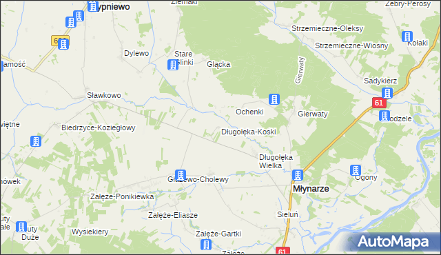 mapa Długołęka-Koski, Długołęka-Koski na mapie Targeo