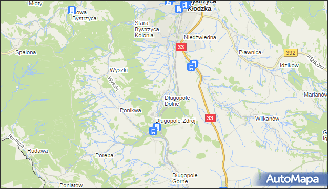 mapa Długopole Dolne, Długopole Dolne na mapie Targeo