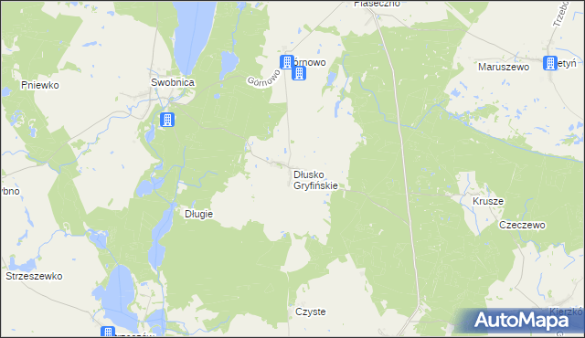 mapa Dłusko Gryfińskie, Dłusko Gryfińskie na mapie Targeo