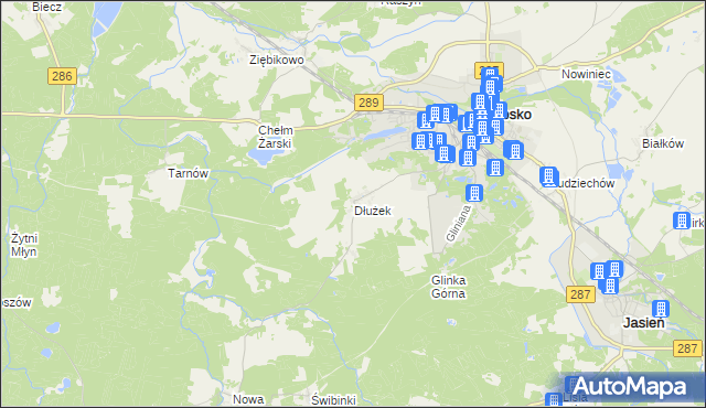 mapa Dłużek gmina Lubsko, Dłużek gmina Lubsko na mapie Targeo