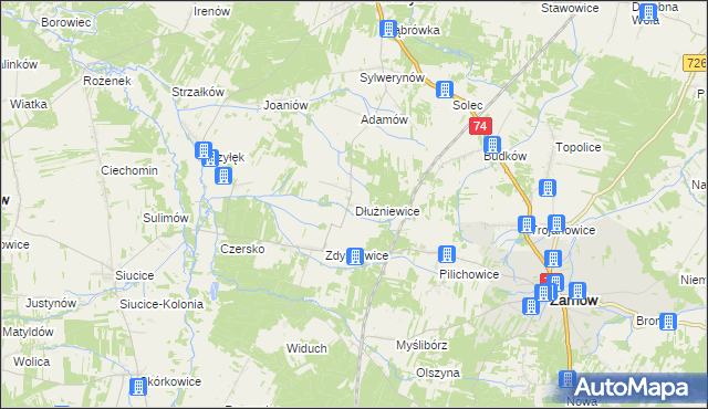 mapa Dłużniewice, Dłużniewice na mapie Targeo