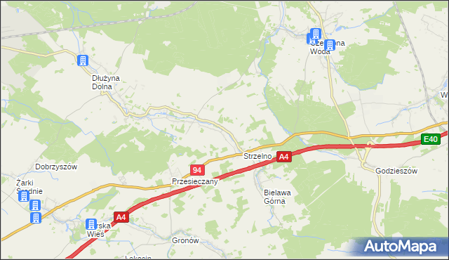 mapa Dłużyna Górna, Dłużyna Górna na mapie Targeo