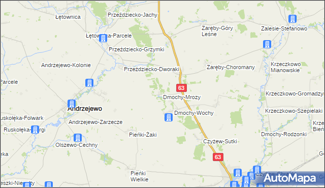 mapa Dmochy-Mrozy, Dmochy-Mrozy na mapie Targeo