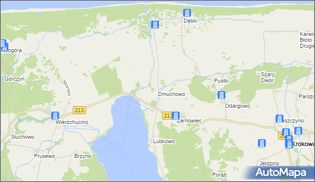 mapa Dmuchowo gmina Krokowa, Dmuchowo gmina Krokowa na mapie Targeo