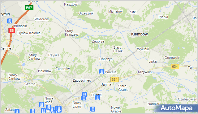 mapa Dobczyn gmina Klembów, Dobczyn gmina Klembów na mapie Targeo