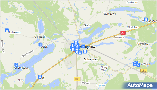 mapa Dobiegniew powiat strzelecko-drezdenecki, Dobiegniew powiat strzelecko-drezdenecki na mapie Targeo