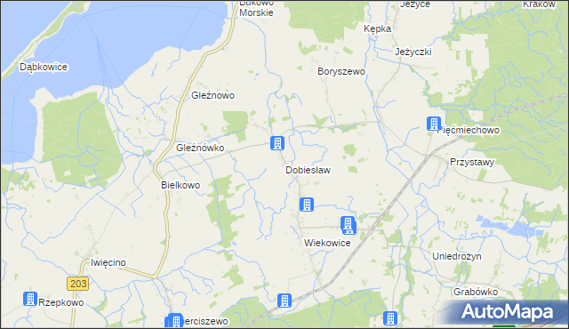 mapa Dobiesław gmina Darłowo, Dobiesław gmina Darłowo na mapie Targeo